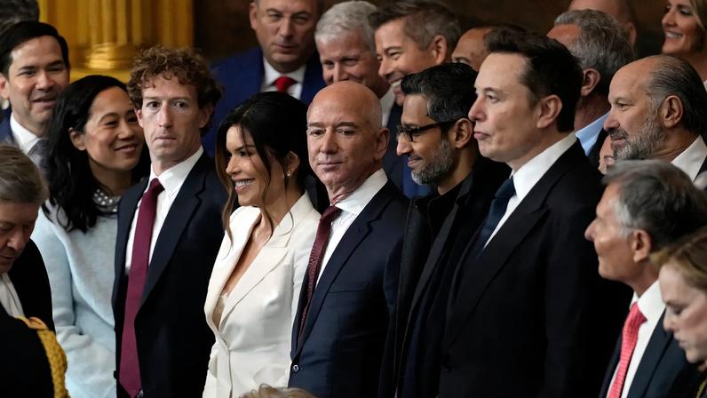 Jeff Bezos attends President Donald Trump’s inauguration, joined by fellow free speech and free market supporters Mark Zuckerberg and Elon Musk.