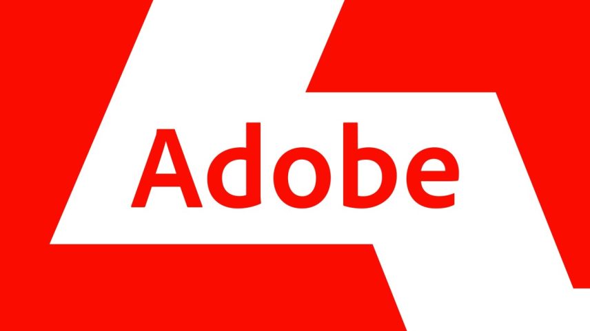The Adobe logo on a red background.