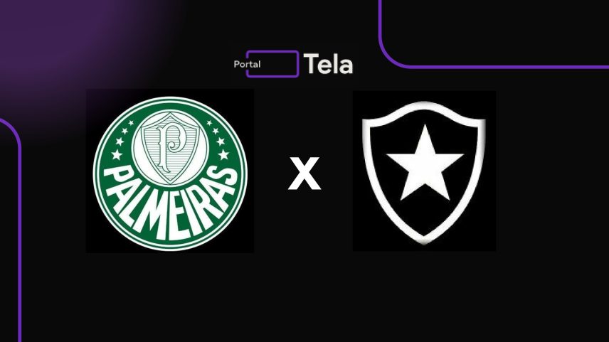 Escudos do Palmeiras à esquerda e do Botafogo à direita. (Imagem: Portal Tela)