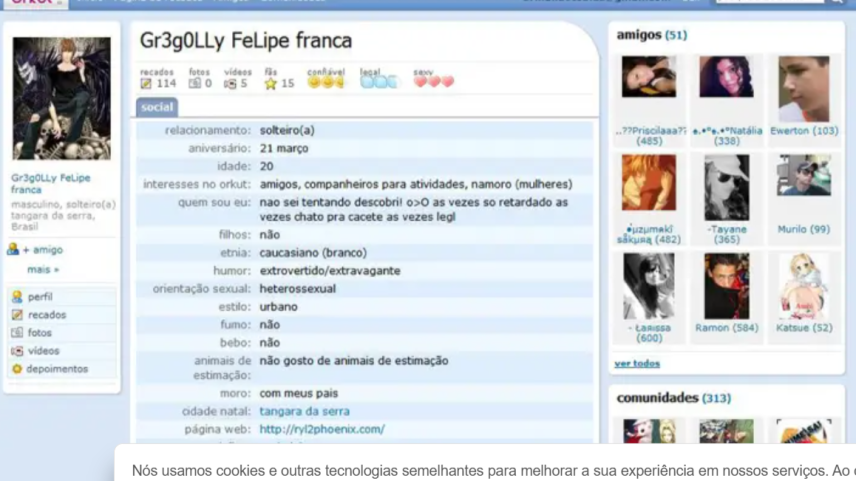 Print screen de página da rede social