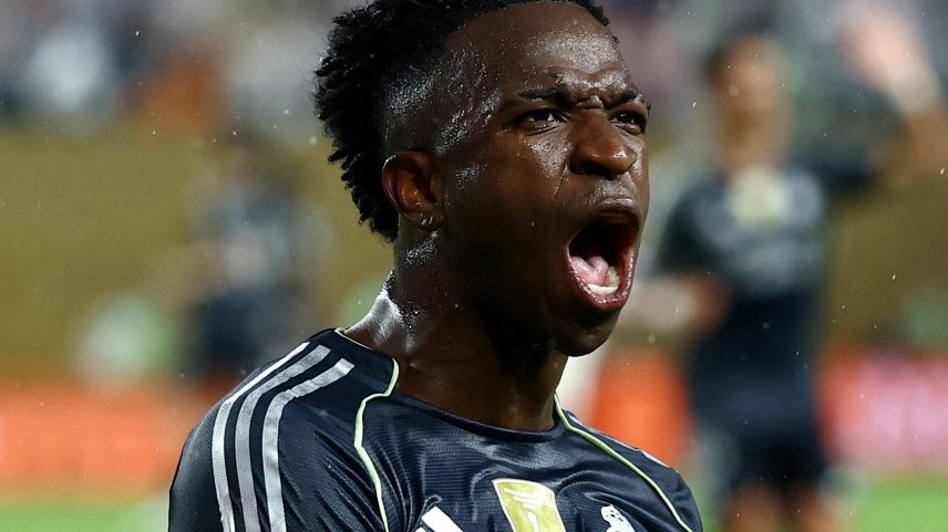 Vini Jr comemora gol em Salzburg x Real Madrid, duelo do Mundial (Foto: REUTERS/Lee Smith)