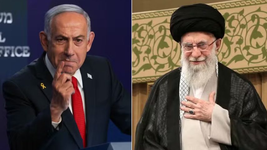 Primeiro-ministro de Israel, Benjamin Netanyahu, e o líder supremo do Irã, aiatola Khamenei (Foto: Reprodução)