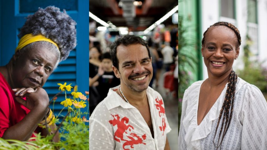 Conceição Evaristo, Marcelo Moutinho e Eliana Alves Cruz (Foto: Leo Martins / Gabriel de Paiva / Hermes de Paula)