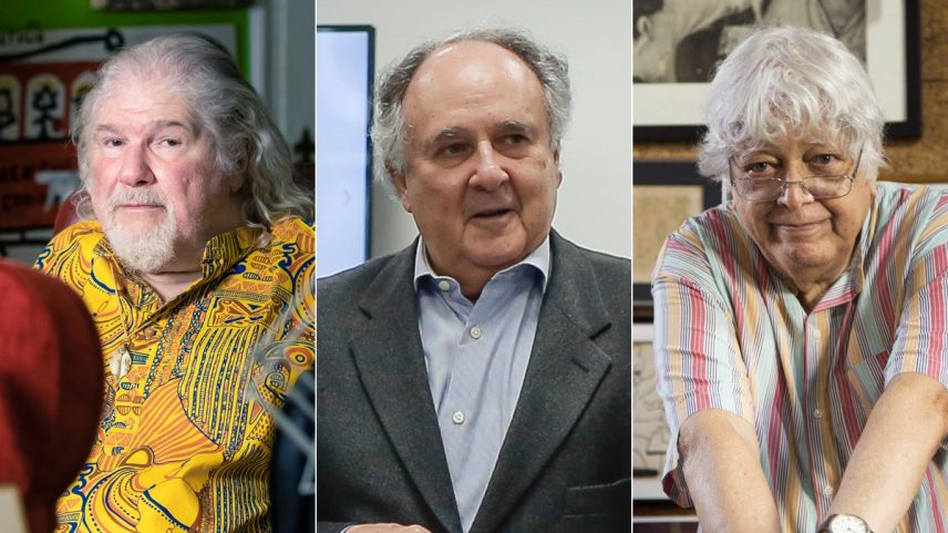 Silvio Tendler, Cristovam Buarque e Hermínio Bello de Carvalho: celebrados com medalhas na ABL (Foto: Agência O Globo)