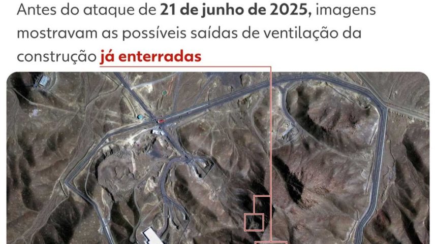 Estratégia 'Star Wars': satélites indicam que EUA miraram bombas em dutos de ventilação de bunker (Foto: Arte/g1)