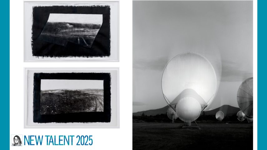 Tracks 1 e Tracks 2, ambos de 2019 (direita), e Observing 1, 2024 (direita). (Foto: Evan Jenkins/Courtesy PATRON Gallery, Chicago/Photo Farzad Owrang/Courtesy Luhring Augustine, New York)