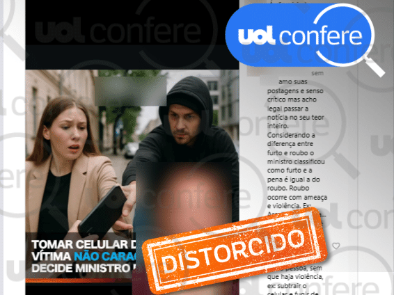 STJ não decidiu que tomar celular deixou de ser considerado crime (Foto: Arte/UOL sobre Reprodução/Instagram)