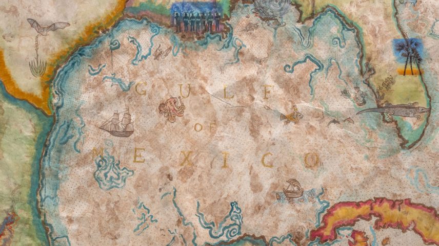 Resistência Mapa do Golfo do México (detalhe), 2025. ©Sandy Rodriguez/Courtesy The John and Mable Ringling Museum of Art/Collection of the artist