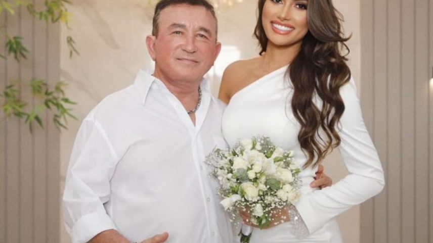 O cantor Amado Batista, de 74 anos, e a modelo Calita Franciele, de 23: os dois são casados (Foto: Reprodução/Instagram)