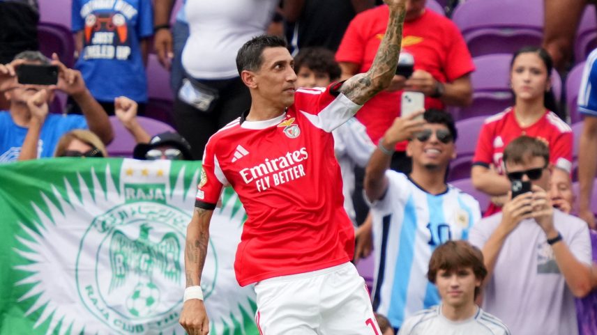 Ángel Di María celebra o gol do Benfica sobre o Auckland City, no Mundial (Foto: Michael Owens / GETTY IMAGES NORTH AMERICA / Getty Images via AFP)