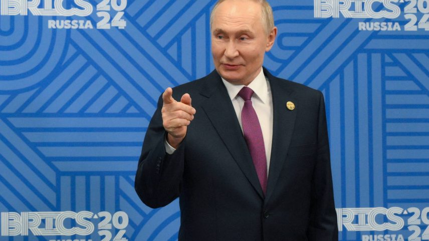 O presidente da Rússia, Vladimir Putin, participa da cúpula dos Brics em Kazan, na Rússia. (Foto: Ekaterina Chesnokova/BRICS-RUSSI/via REUTERS)