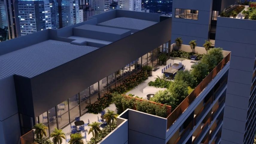 Perspectiva do rooftop do projeto Do It Faria Lima, licenciado como 'moradia social' (Foto: Reprodução)