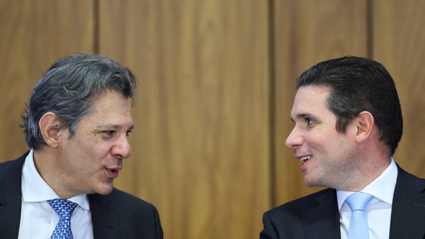 Ministro da Fazenda, Fernando Haddad, e o presidente da Câmara, Hugo Motta (Foto: Reprodução)