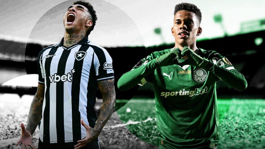 Igor Jesus e Estêvão são os principais nomes de Botafogo e Palmeiras (Foto: Editoria de Artes)
