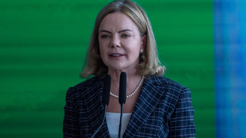 Ministra da Secretaria de Relações Institucionais, Gleisi Hoffmann, toma posse (Foto: Brenno Carvalho/Agência O Globo/10-03-2025)