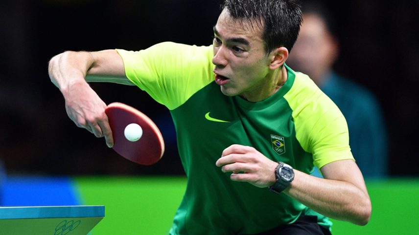 Hugo Calderano, da equipe masculina de tênis de mesa, nos Jogos Olímpicos Rio-2016 - 07/08/2016 (Foto: Lukas Schulze/picture alliance/Getty Images)