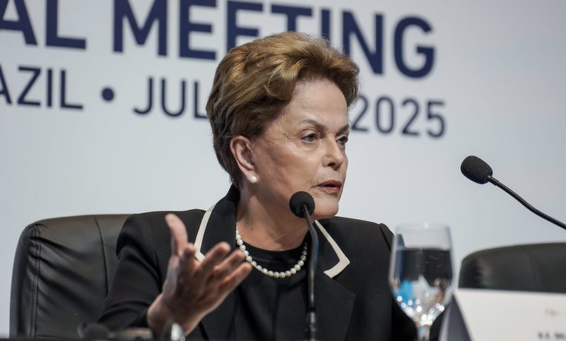 A presidente do NDB, Dilma Rousseff, durante 10° reunião anual do Novo Banco de Desenvolvimento (NDB) (Foto: Rafa Neddermeyer/BRICS Brasil/PR)