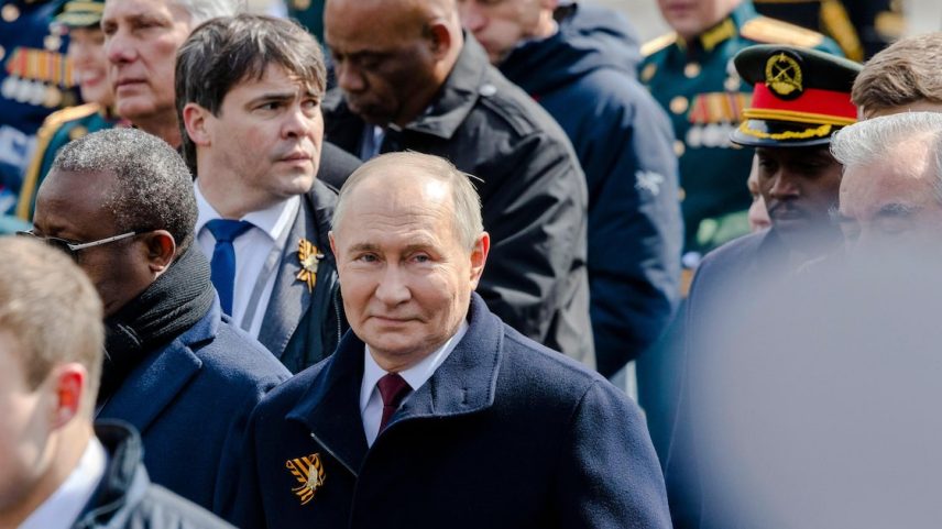 Vladimir Putin, the president of Russia, during the Victory Day parade on May 9 (Photo: Nanna Heitmann/NYT) Vladimir Putin, o presidente da Rússia, durante a parada pelo Dia da Vitória, em 9 de maio (Foto: Nanna Heitmann/NYT)