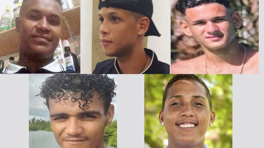 Eduardo dos Santos, Pedro Willian, João Victor Pinto, Laudevanio Silva e Guilherme Santos, que desapareceram em Alagoas (Foto: Reprodução)