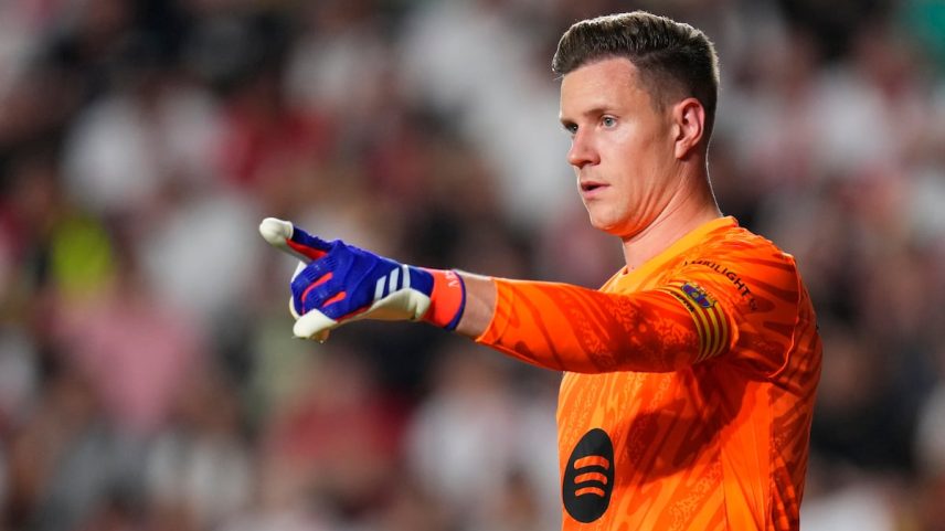 Marc-André ter Stegen durante a partida contra o Rayo Vallecano em agosto de 2024. (Foto: Manu Fernandez/AP)