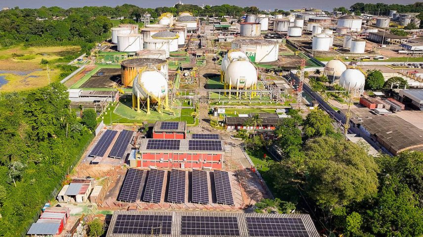Usina solar no terminal de combustíveis da Transpetro em Belém. (Foto: Divulgação/Transpetro)