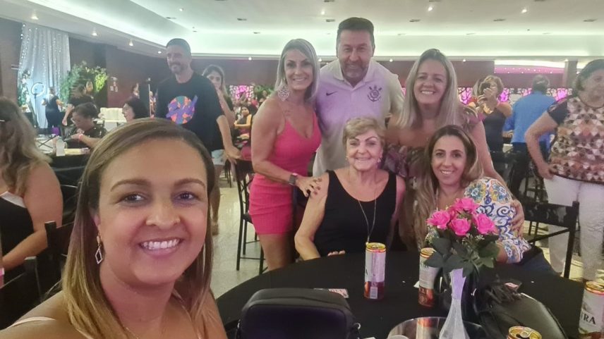 Presidente afastado Augusto Melo no evento da pizza do Corinthians (Foto: Reprodução Redes Sociais)