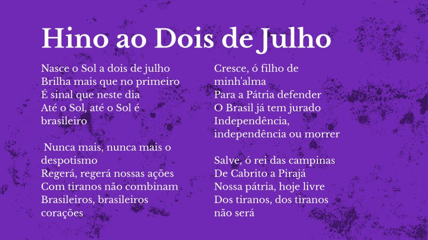 *Hino ao Dois de Julho*, Ladislau dos Santos Titára e José dos Santos Barreto. (Imagem: Portal Tela)