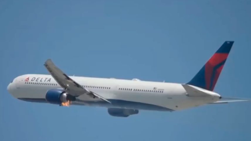 Novo incêndio em motor de avião da Delta Airlines marca segundo caso em poucos meses (Foto: Reprodução)