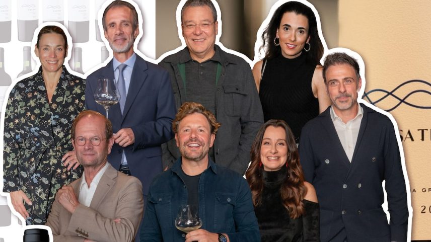 Renata Grabert, Manoel Beato, Marcelo Trindade, Alexandra Forbes, Pierre Lurton, Pedro Testa, Eleonora Halpern e Massimo Leoncini em jantar exclusivo. (Foto: Colagem de Thais Barroco sobre fotos de João Sal e Massimo Failutti)