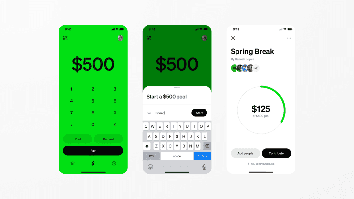 A nova funcionalidade Pools do Cash App permite que os usuários definam uma meta de financiamento em grupo, nomeiem o pool e convidem colaboradores. (Foto: Courtesy: Cash App)