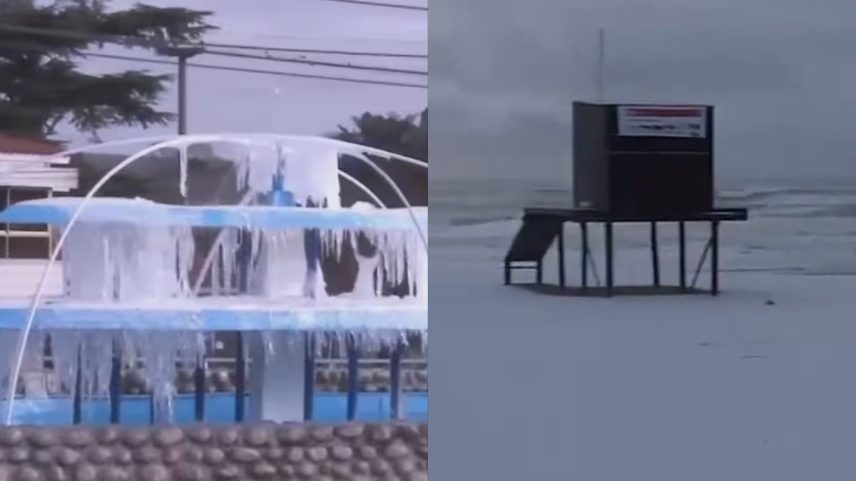 Onda de frio muda paisagem de cidades na Argentina (Foto: Reprodução/LN+/La Nación)