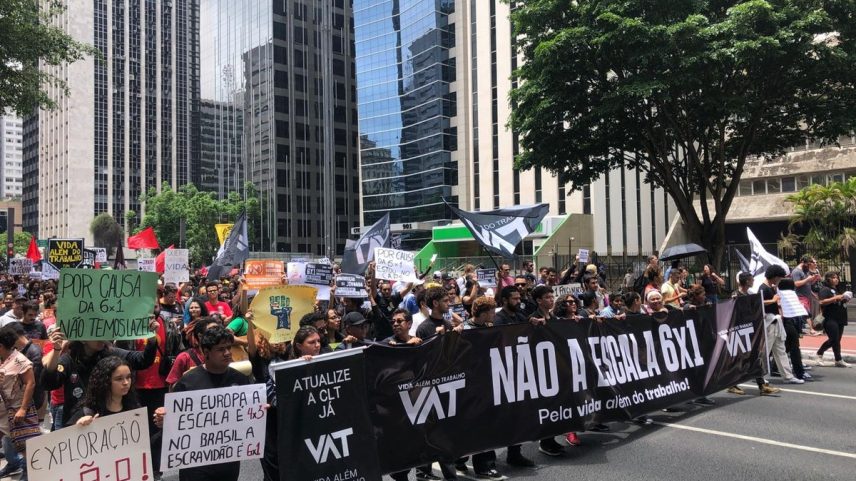 Manifestação contra escala 6x1: manifestação na Avenida Paulista (Foto: Rafael Garcia)