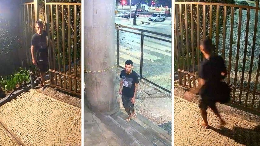 Patrick Rocha Maciel após invadir um prédio na Avenida Atlântica (Foto: Reprodução)