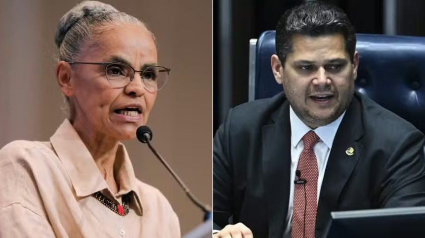 Alteração no licenciamento ambiental opõe Marina Silva e Davi Alcolumbre (Foto: Sergio Lima/AFP e Andressa Anholete/Agência Senado)