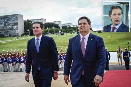 Refeição indigesta. O presidente tem prerrogativa para calibrar o imposto por decreto, insistiu o ministro Haddad em jantar com Motta e Alcolumbre (Foto: Pedro Gontijo/Agência Senado e Diogo Zacarias/Ministério da Fazenda)