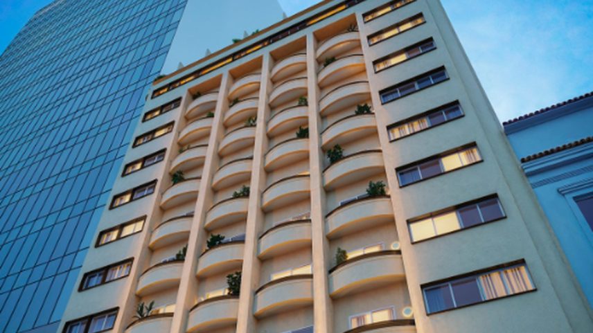 Projeção do residencial retrofitado do antigo prédio das Docas (Foto: Divulgação)