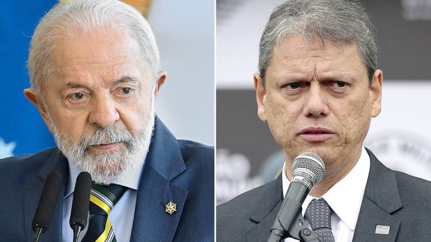 Montagem com o presidente Lula (PT) e o governador Tarcísio de Freitas (Republicanos), que aparecem tecnicamente empatados na nova pesquisa Quaest para a eleição presidencial de 2026 (Foto: Reprodução)