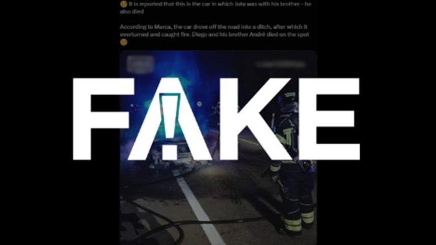 É #FAKE que foto de carro queimado em rodovia seja acidente de Diogo Jota; registro é de agosto de 2021 (Foto: Reprodução)