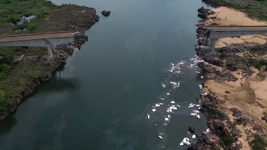 Obra de reconstrução da ponte Juscelino Kubitscheck de Oliveira, que caiu em dezembro de 2024, entre Aguiarnópolis (TO) e Estreito (MA), está entre as prioridades que o governo tenta evitar atraso (Foto: Reprodução)