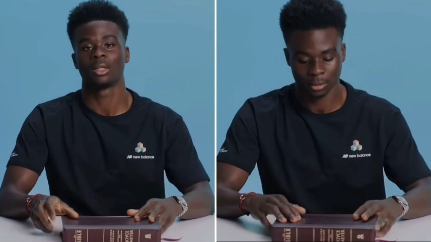 Bukayo Saka com sua Bíblia. (Foto: Reprodução/Instagram/Godspired)