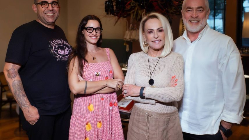 Alex Atala, Renata Vanzetto, Ana Maria Braga e Jeffeson Rueda, que formarão o elenco do Chef de Alto Nível (Foto: Carol Fonseca/Globo)