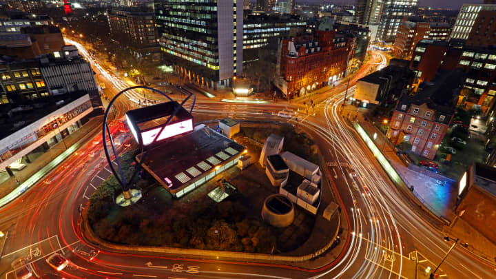 O roundabout Old Street de Londres, lar de muitas empresas de tecnologia e às vezes chamado de "Silicon Roundabout." (Foto: Chris Ratcliffe | Bloomberg | Getty Images)