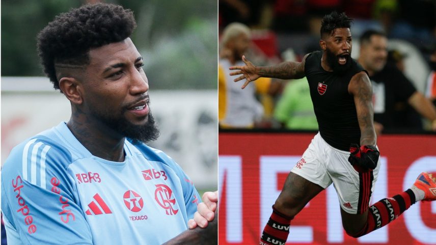 Torcedores comparam Emerson Royal com Rodinei — Foto: Gilvan de Souza/Flamengo e Alexandre Cassiano