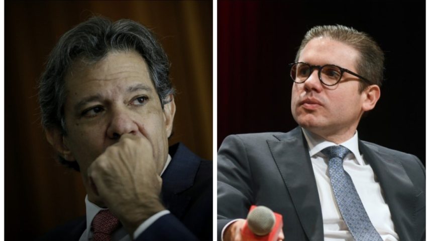 Ministro da Fazenda, Fernando Haddad, e o presidente da Câmara, deputado Hugo Motta (Foto: Montagem de fotos)