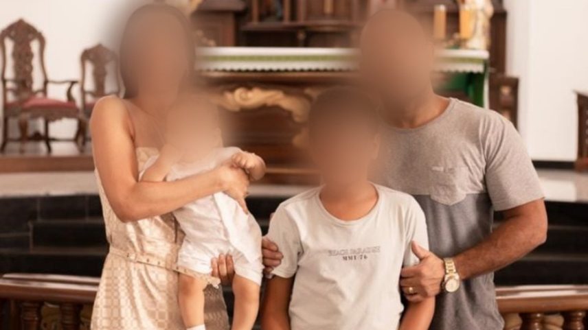 As três vítimas de homicídio em Itaperuna com o adolescente apreendido pelo crime: segundo a polícia, mortes foram motivadas por proibição dos pais de que o garoto viajasse para um encontro (Foto: Reprodução da internet)