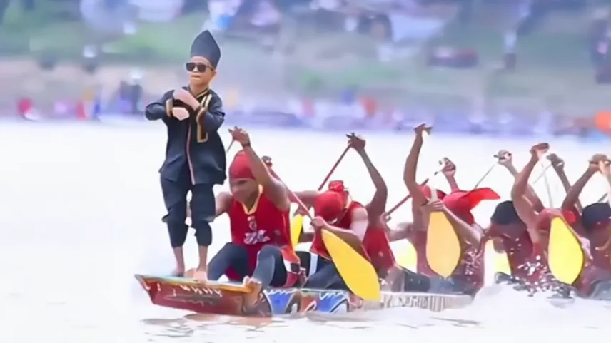 A dança de corrida de barcos de Rayyan Arkan Dikha o tornou uma sensação na internet - Foto: TikTok/Lensa Rams