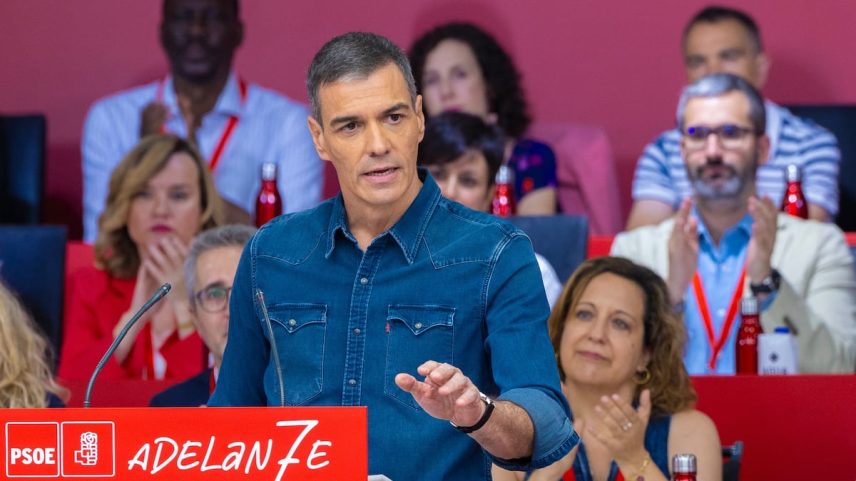Pedro Sánchez, durante sua intervenção no comitê federal do PSOE neste sábado. (Foto: Eva Ercolanese (PSOE/EFE))
