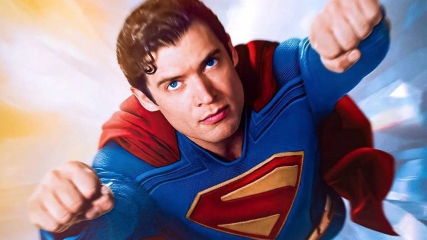 David Corenswet em cartaz do filme 'Superman', dirigido por James Gunn (Foto: Divulgação)