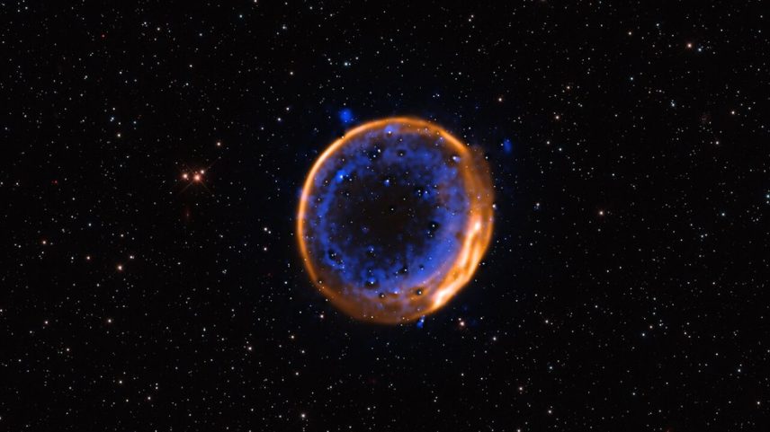 Imagem da supernova SNR 0509-67.5, que sofreu duas explosões, capturada pelo Very Large Telescope. (Foto: ESO)