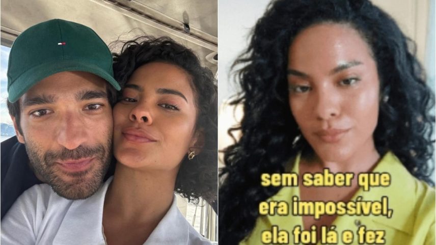 Afonso (Humberto Carrão) e Maria de Fátima (Bella Campos) — Foto: Reprodução/Globo e X